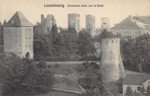 B246 Luxembourg Anciennes Tours sur le Rham Türme Vintage Postkarte
