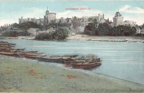 B248 England Windsor Castle Boats Vintage Postkarte