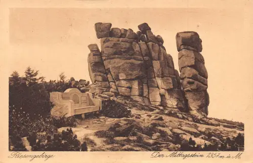 Polen Riesengebirge Mittagsstein Klippen Vintage Postkarte