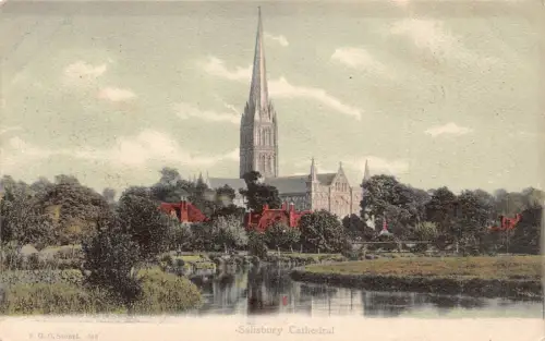 A034 England Salisbury Cathedral Vintage Postkarte