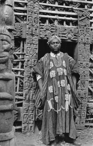 Kamerun Häuptling Bamileke ethnische Vintage Echtfoto Postkarte