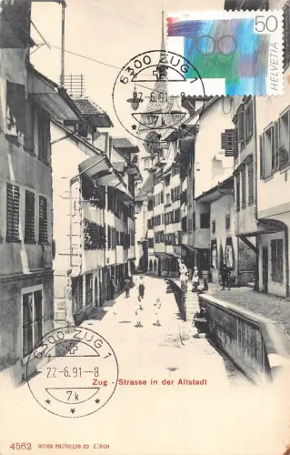 L295 Schweiz Zug Straße in der Altstadt Vintage Postkarte