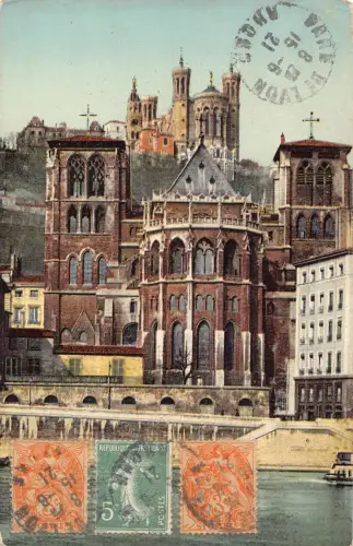 L130 Frankreich 1921 Lyon Kathedrale Saint jean et l'Abside de Fourviere Postkarte