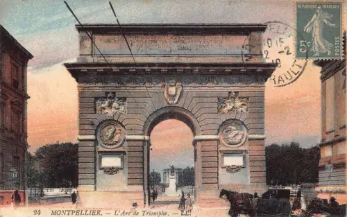 C070 Frankreich Montpellier l'Arc de Triomphe 1919 alte Postkarte