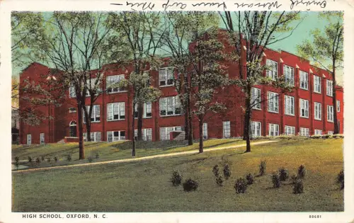A848 USA 1933 High School Oxford North Carolina Vintage Postkarte