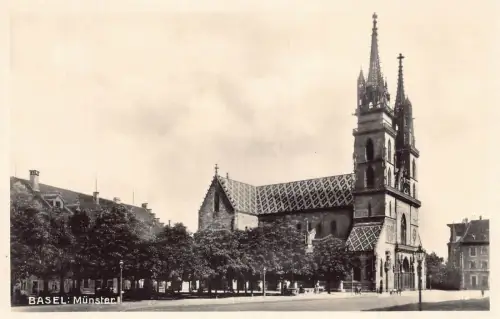 L100 Schweiz Basel Münster Dom Vintage Postkarte