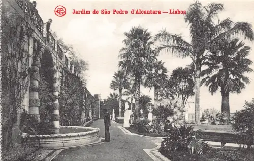 A850 Portugal Lissabon Jardin de Sao Pedro d'Alcantara Garten Postkarte