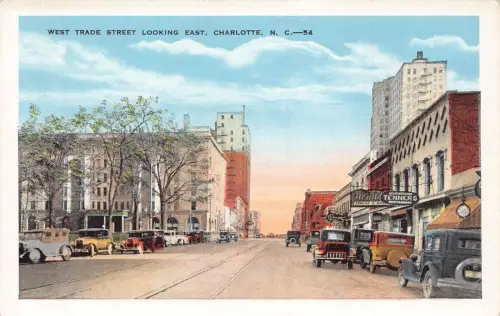 A971 US West Trade Street Looking East Charlotte North Carolina Autos Postkarte