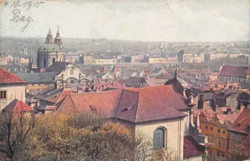 A152 Tschechien 1915 Prag Praha Blick von der Burg 1. Weltkrieg Feldpostkarte
