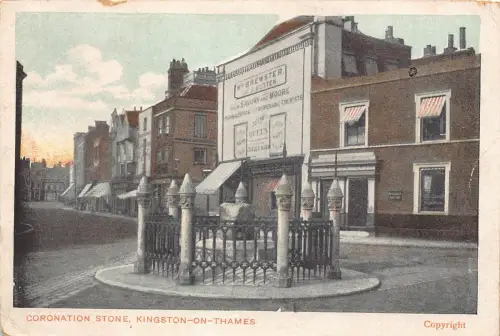A947 England Kingston on Thames Coronation Stone Vintage Postkarte