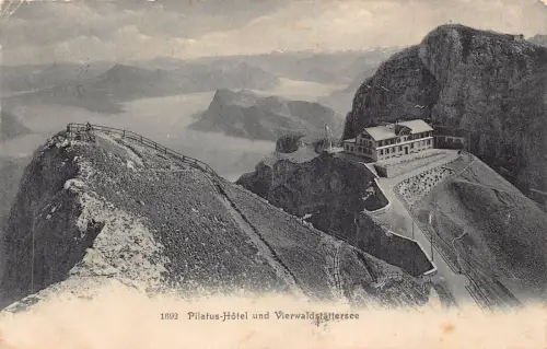 A040 Schweiz 1905 Pilatus Hotel und Vierwaldstättersee Vintage Postkarte