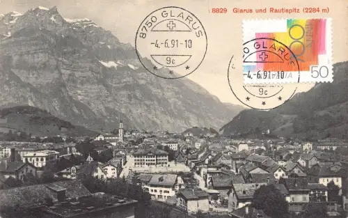 L298 Schweiz Glarus und Rautispitz Berg Vintage Postkarte