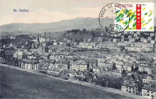 L300 Schweiz St. Gallen Panoramablick Vintage Postkarte