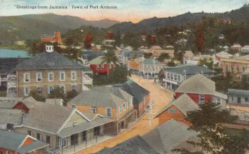 Grüße aus Jamaika Stadt Port Antonio Vintage Postkarte