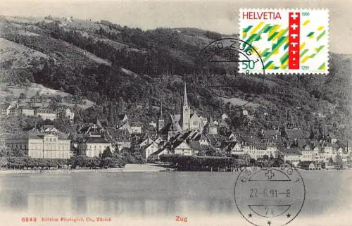 L298 Schweiz Zugsee Panoramablick Vintage Postkarte