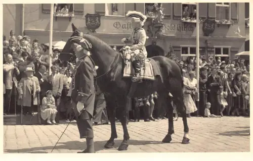 A111 Echt Foto 1956 Dinkelsbühl Umzug Mittelalter Pferde Gasthaus Postkarte