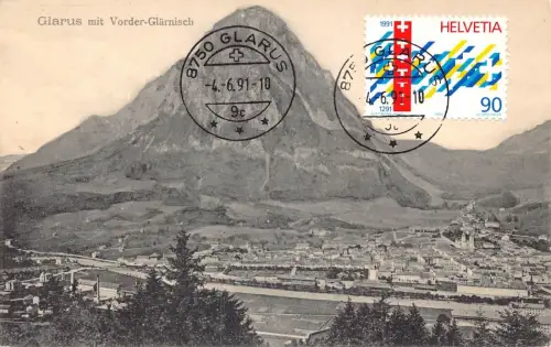 L298 Schweiz Glarus mit Vorder Glaernisch Berg Vintage Postkarte