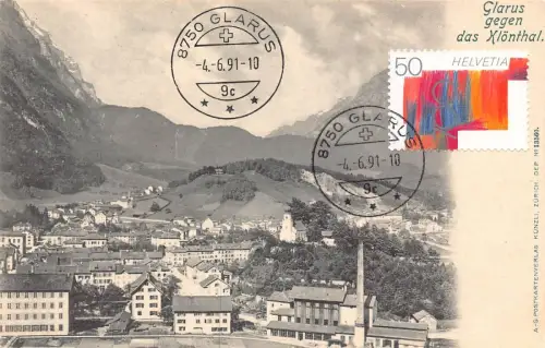 L298 Schweiz Glarus gegen das Kloenthal Vintage Postkarte