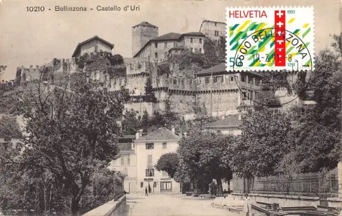 L299 Schweiz Schloss Bellinzona Castello d'Uri Vintage Postkarte