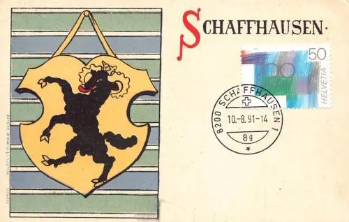 L297 Schweiz Schaffhausen Wappen Schwarzer Widder Vintage Postkarte