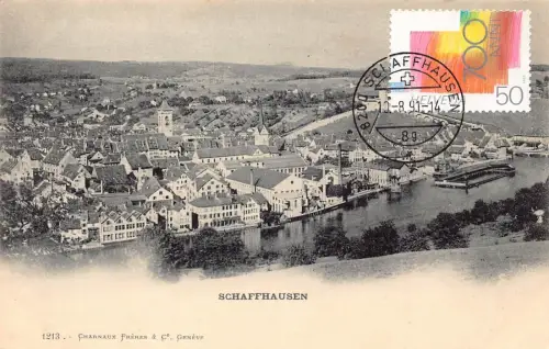 L297 Schweiz Schaffhausen Panoramablick Vintage Postkarte