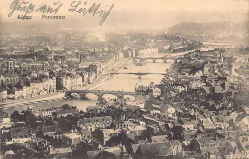 A114 Belgien Lüttich Gesamtansicht Brücken Vintage Postkarte