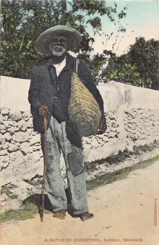 Bahamas Nassau Ein gebürtiger alter Mann aus Congstown ethnischer Vintage Postkarte
