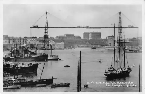 A234 Frankreich 1922 Marseille Transportbrücke Dampfschiffe Schiffe Vintage Postkarte