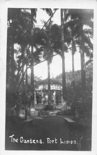 Costa Rica Port Himon Gardens Pavillon RPPC Vintage Postkarte