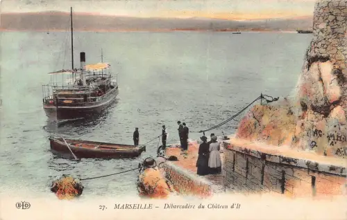 A234 Frankreich 1912 Marseille Debarcadere du Chateau Dampfschiffe Vintage Postkarte
