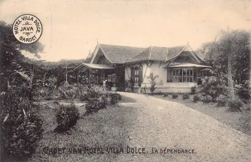 L228 Indonesien Niederländisch Ostindien Garoet Hotel Villa Dolce Vintage Postkarte