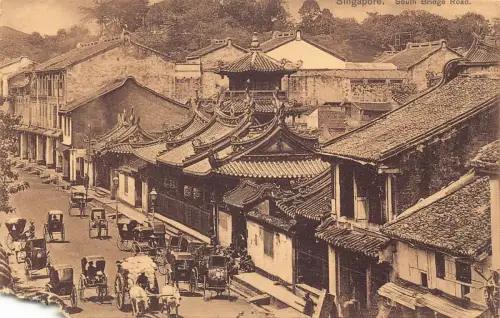 L254 Singapore South Bridge Road Rikscha Reisebus Handelspostkarte