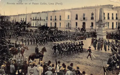 Peru Lima Revista Militar Paseo Colon Parade 1913 Vintage Postkarte
