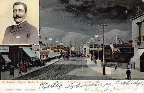 Peru Lima Piedra Brücke Pellerins Margarin Werbung Vintage Postkarte