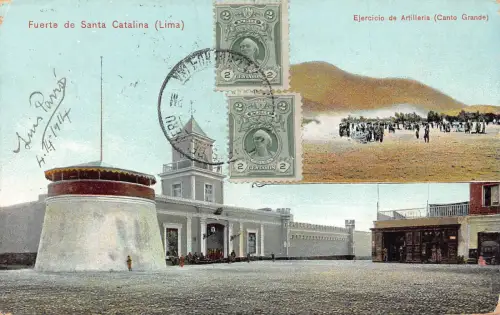 Peru Lima 1914 Fuerte de Santa Catalina Artillerie Armee Militär Vintage Postkarte