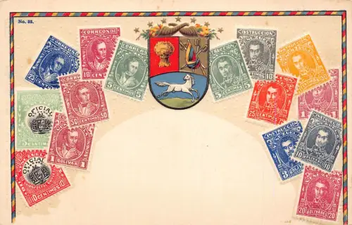 Venezuela Prägemarken Philatelie Litho Vintage Postkarte