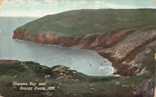 L238 England 1911 Chasms Bay and Druids Circle Isle of Man Vintage Postkarte