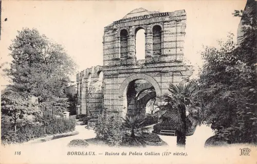 Frankreich Bordeaux Ruinen du Palais Gallien Ruinen Vintage Postkarte