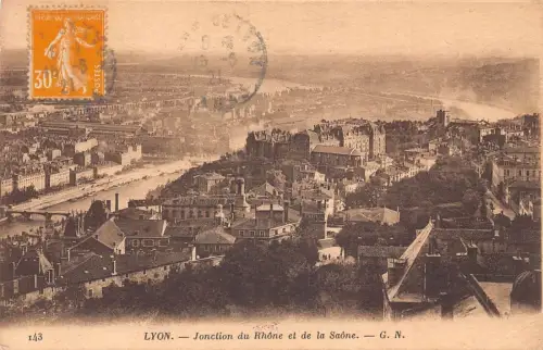 L131 Frankreich 1921 Lyon Jonction du Rhone et de la Saone Vintage Postkarte