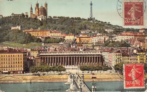 L132 Frankreich 1921 Lyon Palais de Justice Coteau de Fourviere Vintage Postkarte