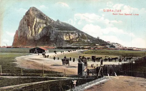 A999 Gibraltar Rock from Spanish Lines Carriages Vintage Postkarte