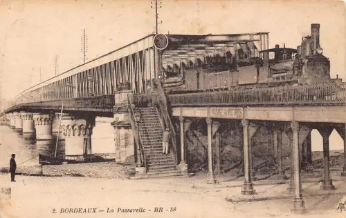 Frankreich Bordeaux Passerelle Dampfzug Passage Voitures Postkarte B754
