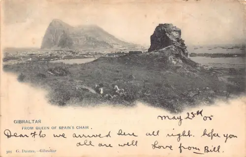 A866 Gibraltar Vom Stuhl der Königin von Spanien 1905 Vintage Postkarte