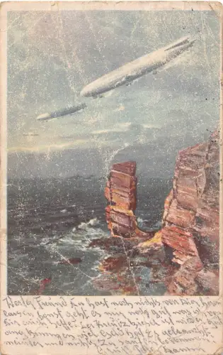 Luftfaberdank 1917 Zeppelin über Nordsee Nordsee Vintage Postkarte