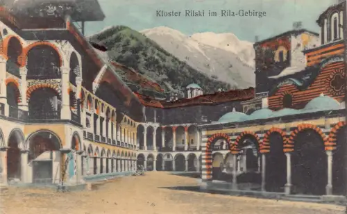 L067 Bulgarien Kloster Rilski im Rila Gebirge Feld Postkarte