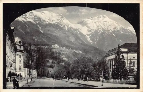 Österreich Innsbruck Hungerburg Hofburg Stadttheater Berg Vintage Postkarte