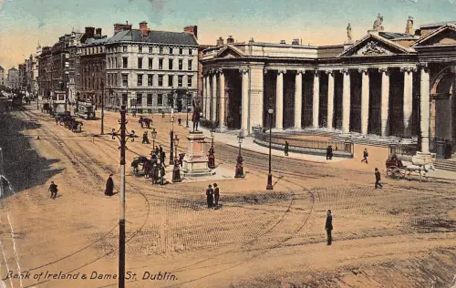 B144 Ireland Bank of Ireland und Dame St Dublin Vintage Postkarte