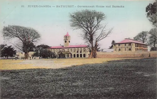 L549 Gambia Banjul Bathurst Government House and Barracks Vintage Postkarte