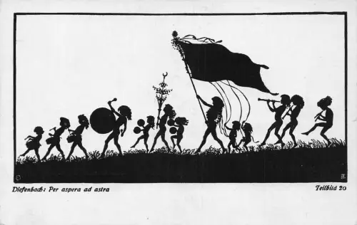 B154 Silhouette Diesenbach Per Aspera ad Astra Kinder Musikinstrument Postkarte