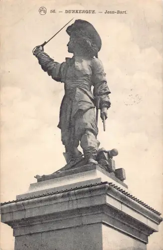 C095 Frankreich Dunkerque Jean Bart Statue 1911 Vintage Postkarte